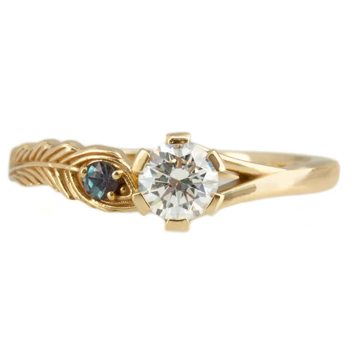 Peacock feather gold ring deals